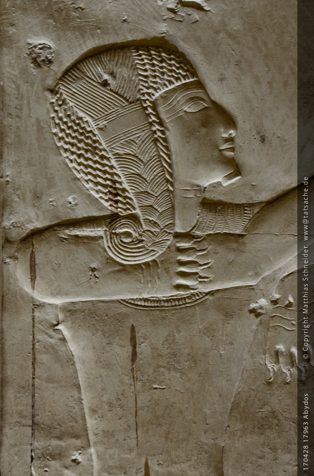 Fotografie (c) Matthias_Schneider Ägypten 170428_17963_Abydos_Zopf_Leopardenfell