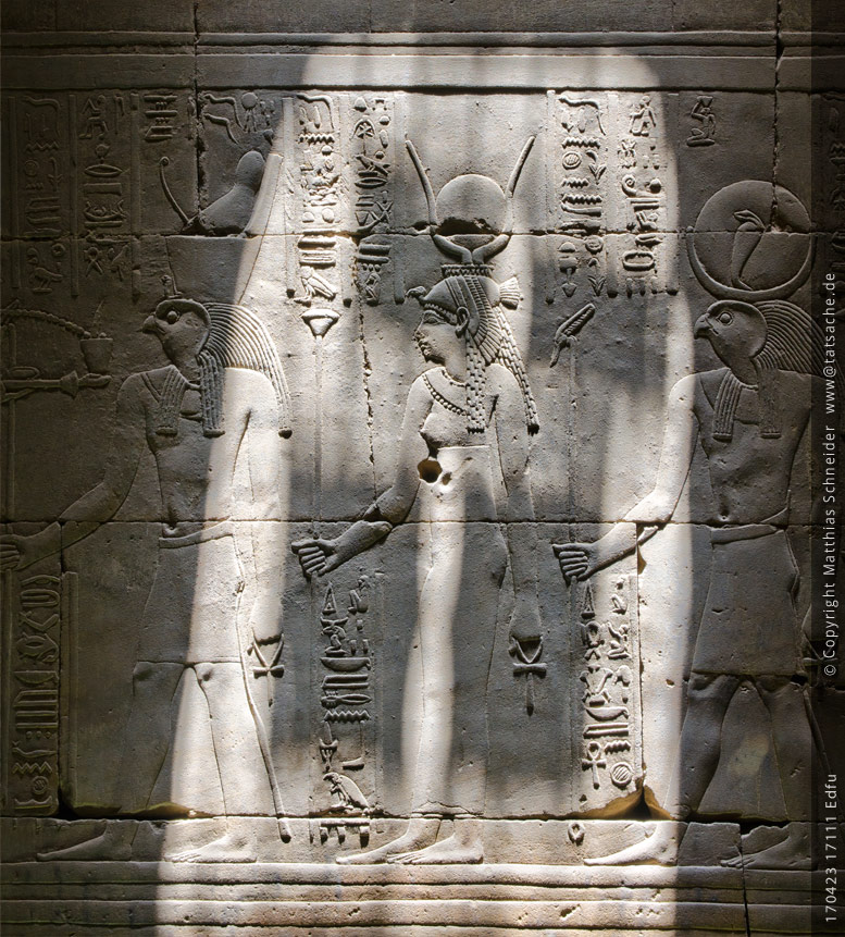 Fotografie (c) Matthias_Schneider 170423 17111 Edfu - Hathor Horus Licht Detail