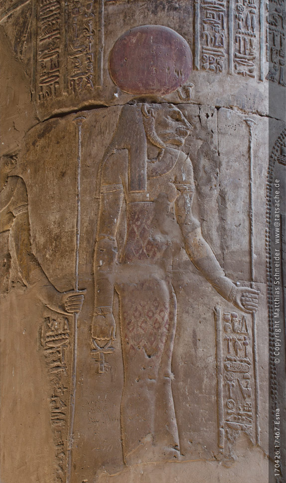 Fotografie (c) Matthias_Schneider Ägypten 170426_17467_Esna_Sechmet_Bemalung Fotografie (c) Matthias_Schneider Ägypten 170426_17467_Esna_Sechmet_Bemalung