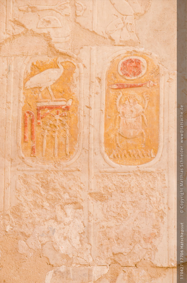 Fotografie (c) Matthias_Schneider Ägypten 170427_17706_Hatschepsut_Kartuschen_Farbe