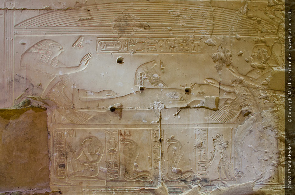 Fotografie (c) Matthias_Schneider Ägypten 170428_17984_Abydos-Tempel_Wand_einer_Kapelle